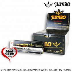 24PC DISPLAY BOX KING SIZE ROLLING PAPERS W/PRE-ROLLED TIPS – JUMBO KING WEED MARIJUANA LEGAL THC MEDVAPE